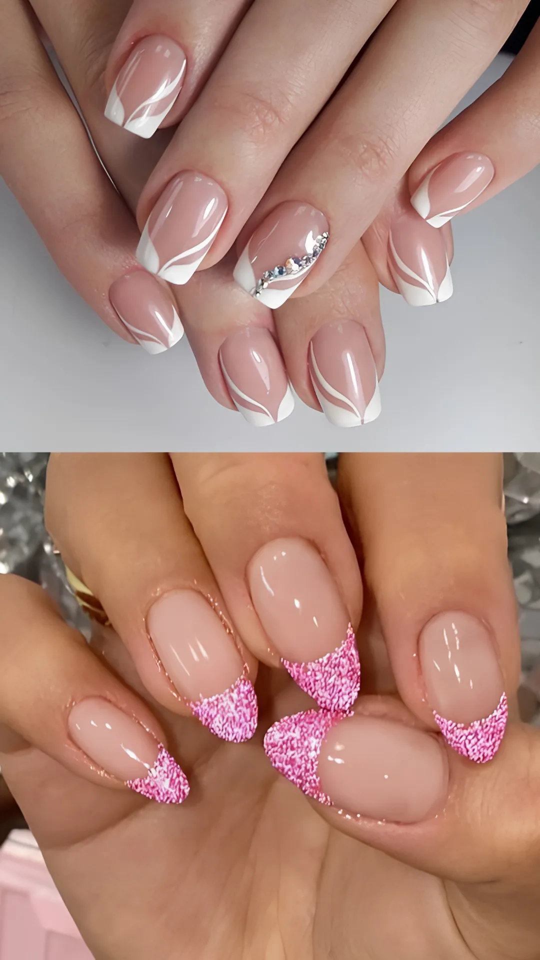 Vibrant birthday nail art featuring a stunning sunset gradient background in pink, blue, yellow, and orange, decorated with black balloon silhouettes and tiny stars.