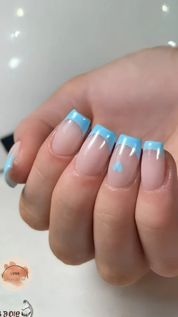 Sky Blue French Tips – Classic with a Cool Twist