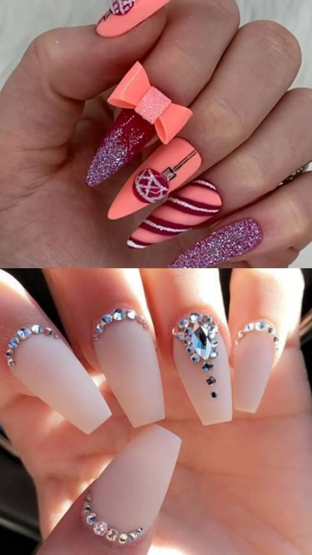 Sophisticated 30th birthday nail art featuring metallic purple balloon illustrations spelling out "30," a heart balloon, a star balloon, and classy silver glitter French tips.
