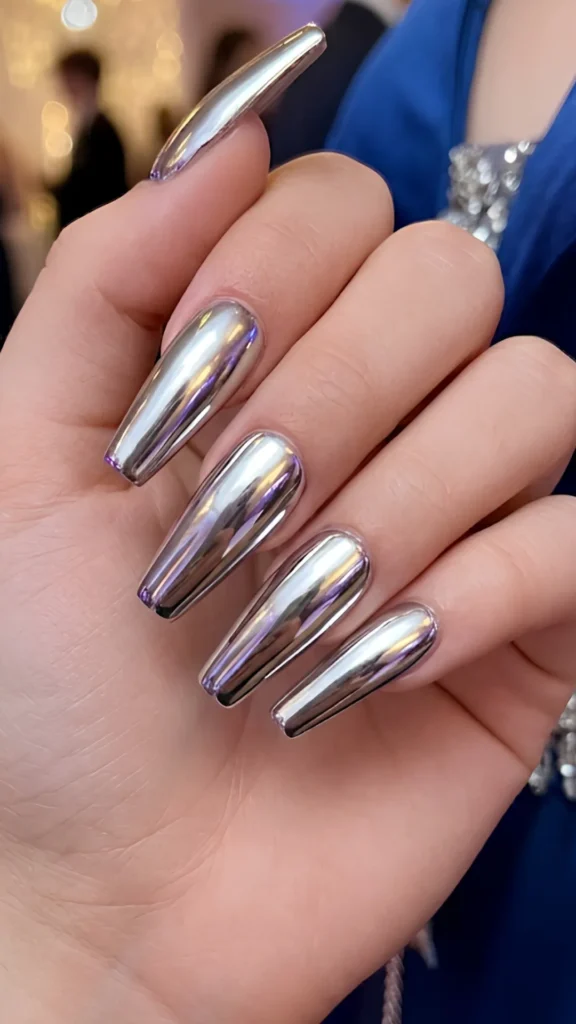 Chrome Mirror Nails – Futuristic Glam