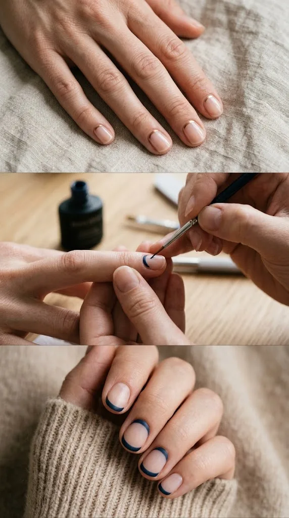 Negative-Space Cuticle Arcs (The Reverse French) - Short Nail Art Designs