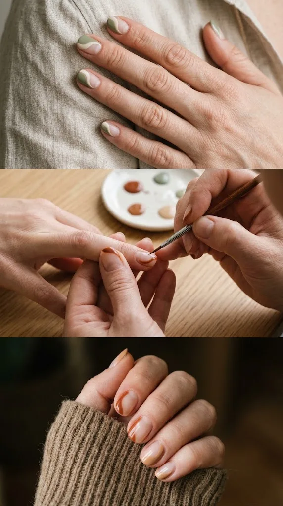 Asymmetrical Organic Swooshes - Short Nail Art Designs
