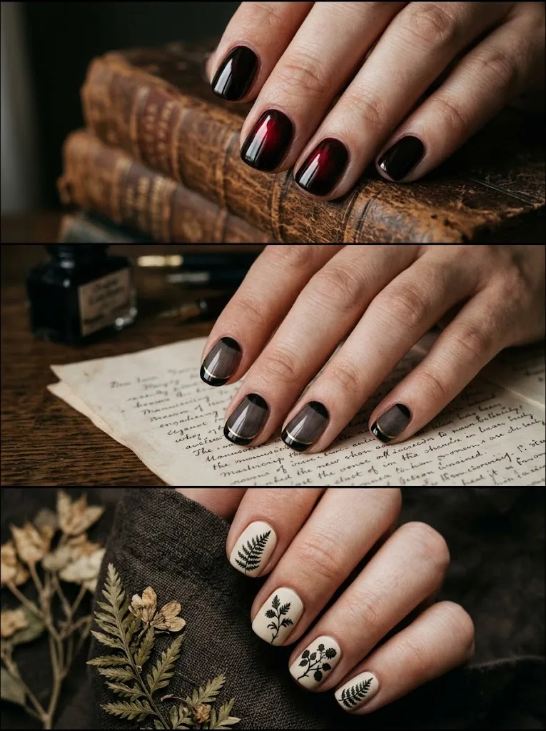 Autumn Nail Arts: Dark Academia and Moody Romance
