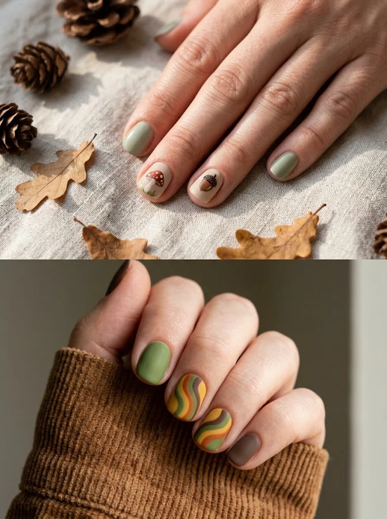 Autumn Nail Art: Earthy Cottagecore and Woodland Whimsy